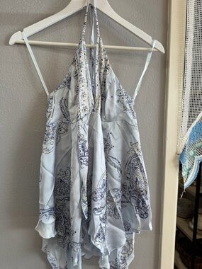 silence + noise Light Blue Paisley Halter Camisole